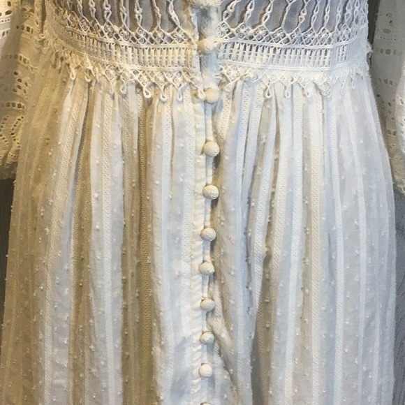 Anthropologie Ebba Midi White Eyelet Dress Size 8 Petite - Picture 6 of 16